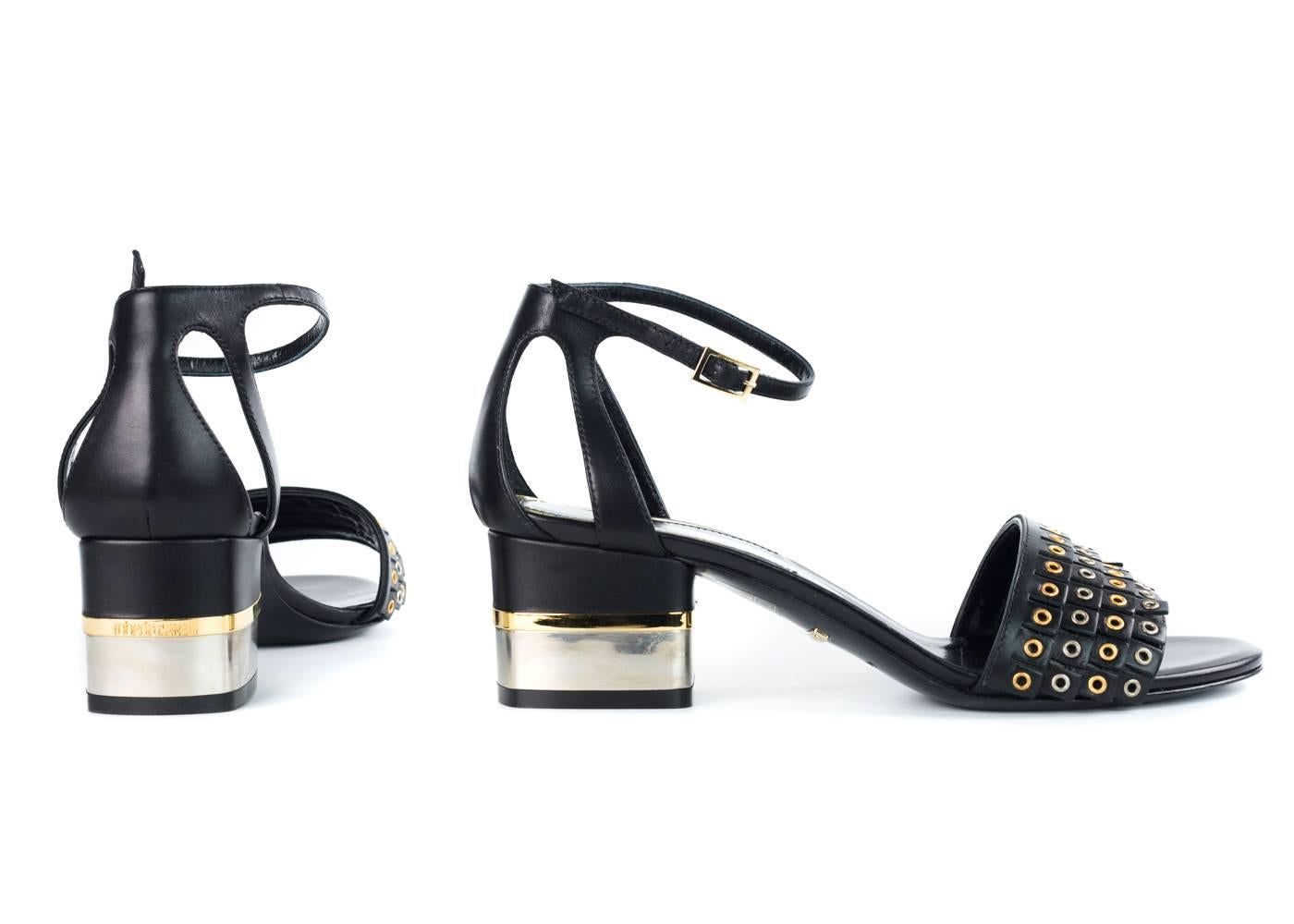 Women's Roberto Cavalli Womens Black Eyelet Dress Sandals Pumps For Sale