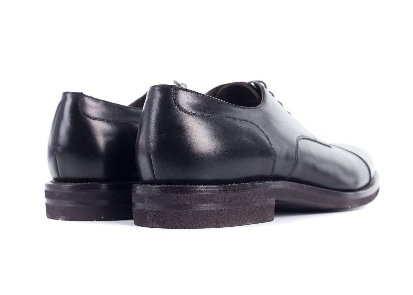 Black Brunello Cucinelli Men's Dark Brown Leather Derby Shoe For Sale