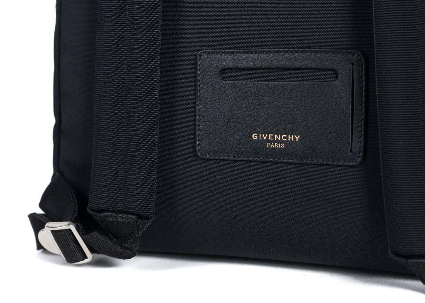 Women's or Men's Givenchy Black Cotton Blend Leather Trim Zip Around Logo Front Backpack