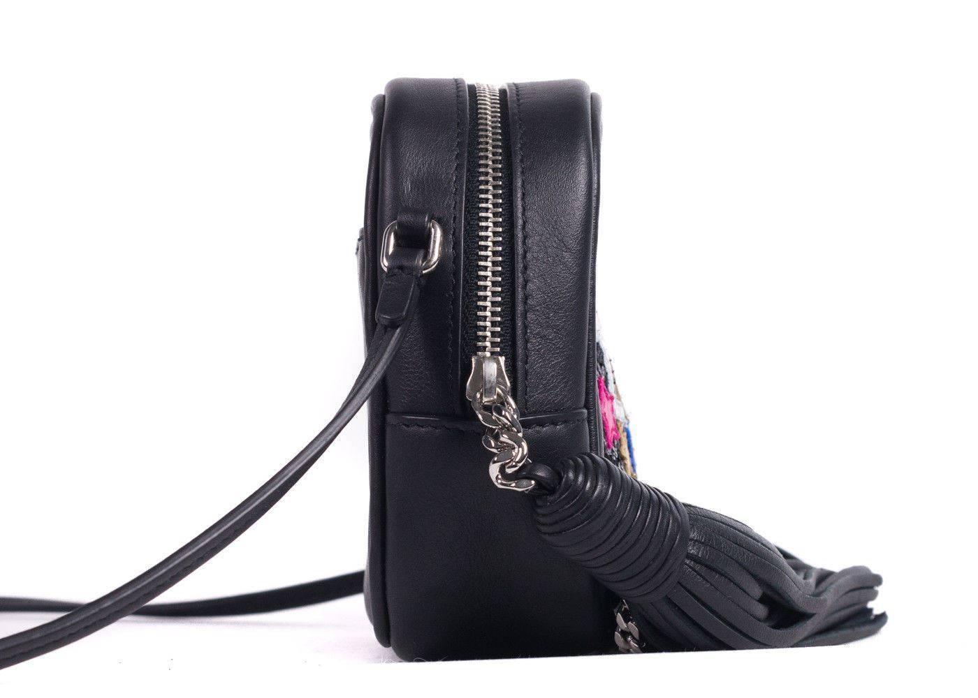 Saint Laurent Womens Black Leather Mini Love Embellished Blogger Bag 1