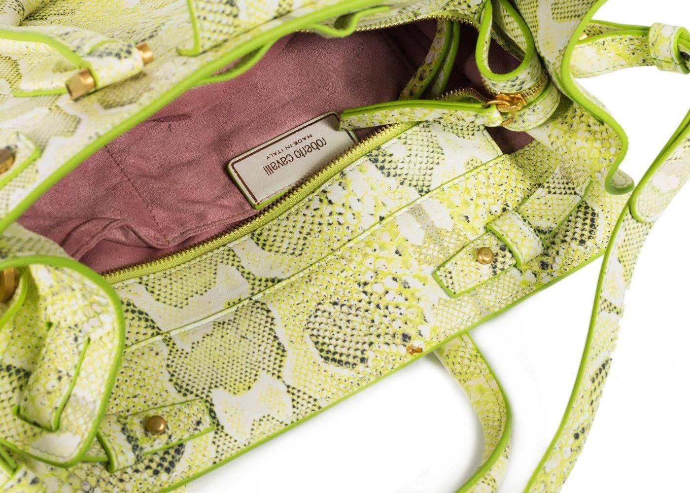 Women's Roberto Cavalli Womens Green Snakeskin Leather Medium Florence Bag For Sale