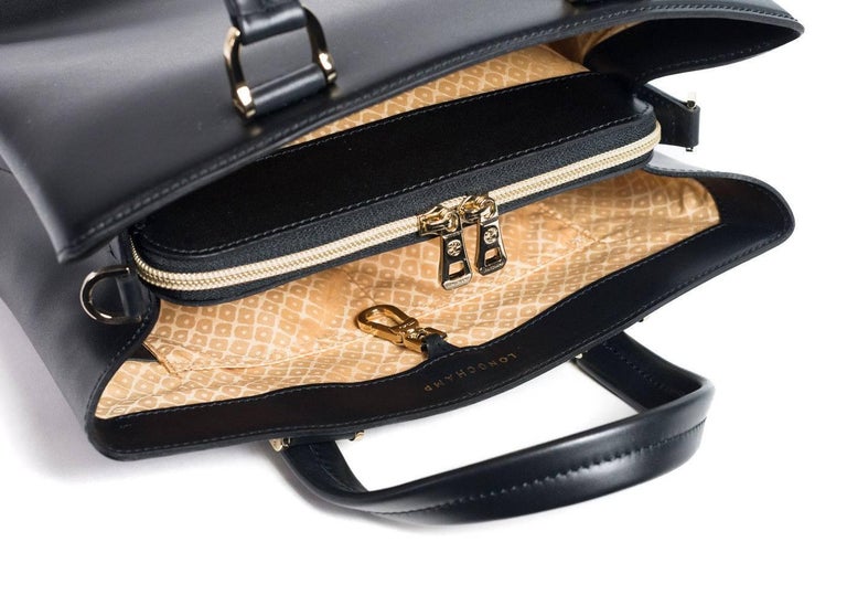 Longchamp Women's Black Leather Honore 404 Small Tote Bag For Sale at