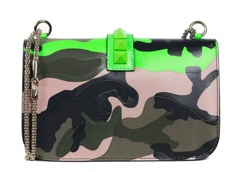 Valentino Women's Neon Green Camouflage Leather Rocklock Shoulder Bag For  Sale at 1stDibs | camouflage leather handbags
