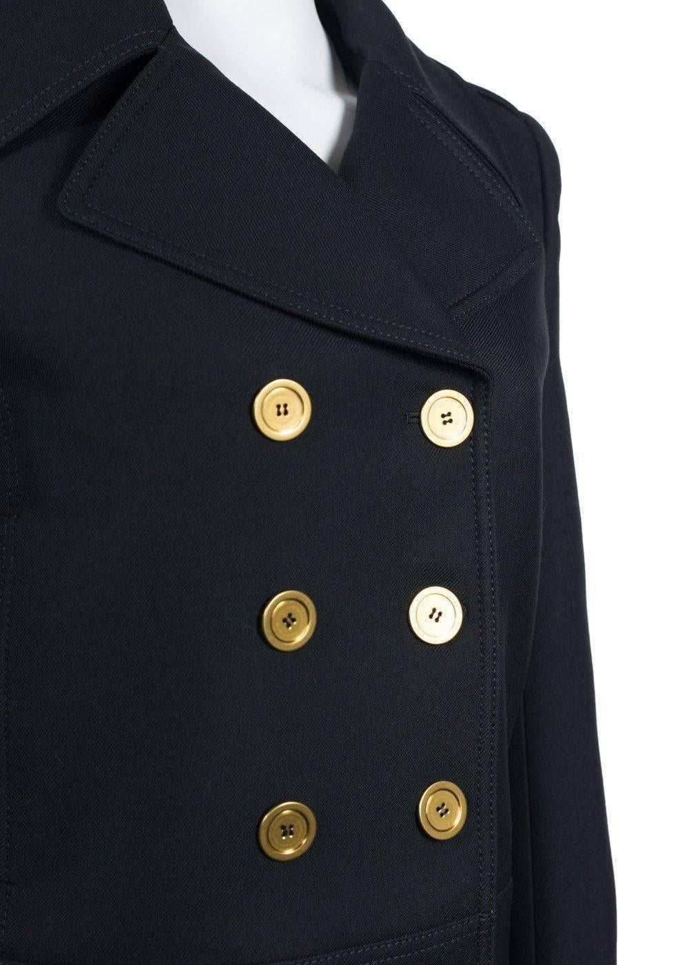 Alexander McQueen Womens Black Wool Silk Blend Peacoat In New Condition In Brooklyn, NY