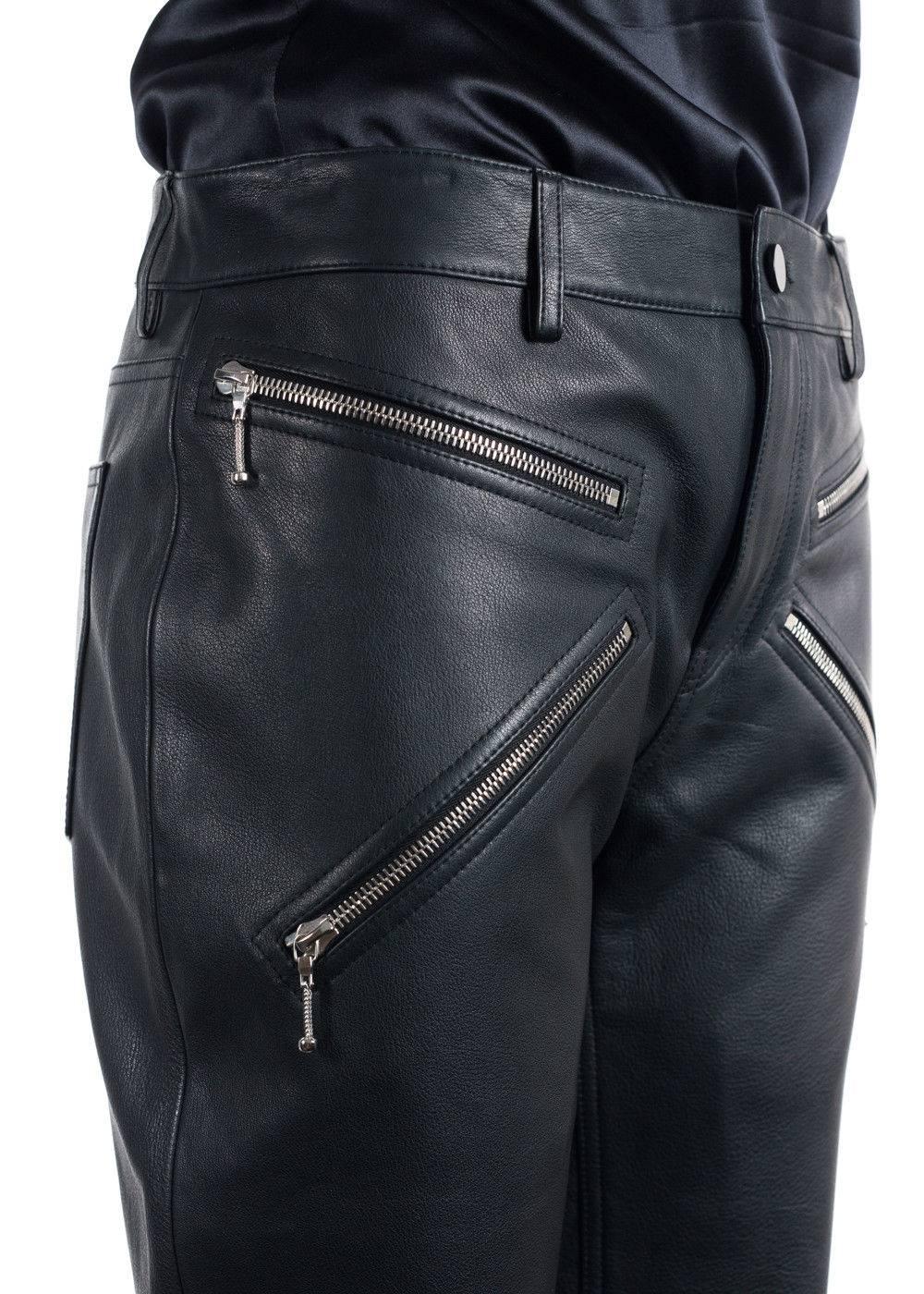 Alexander Wang Women's Black Leather Cropped Bikers Trousers  1