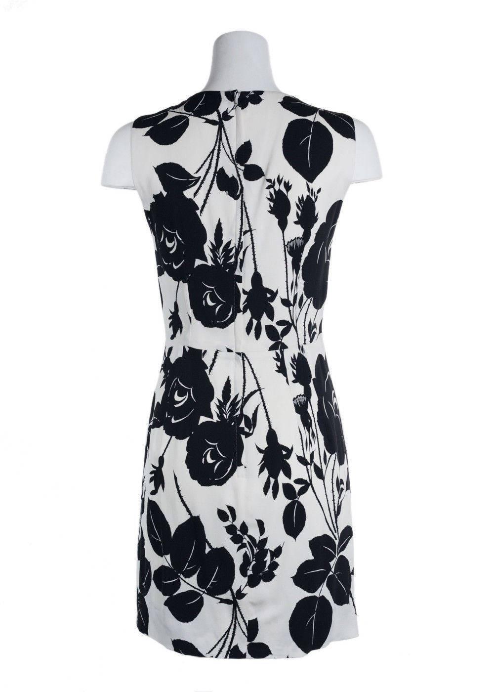 Gray Dolce&Gabbana Black and White Floral Embroidered Sleeveless Dress