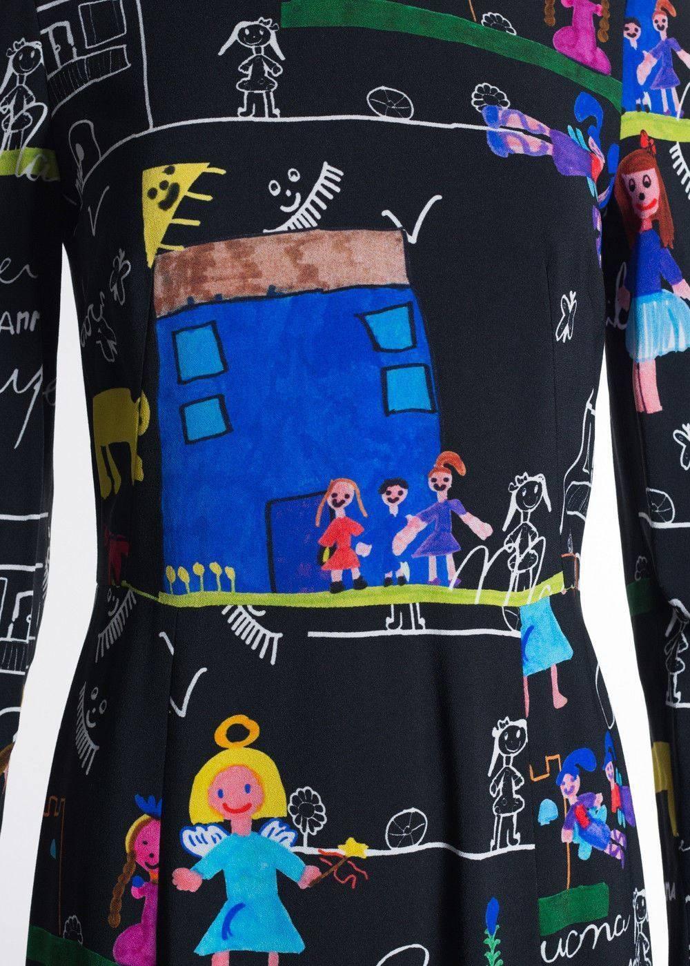Brand New Dolce & Gabbana Women's Dress
Original Tags & Hanger Included
Retails in Stores & Online for $1258
Size IT46 / US10 Fits True to Size

Highlighting a family-focused collection, a colorful children's drawing paying homage to mothers lends