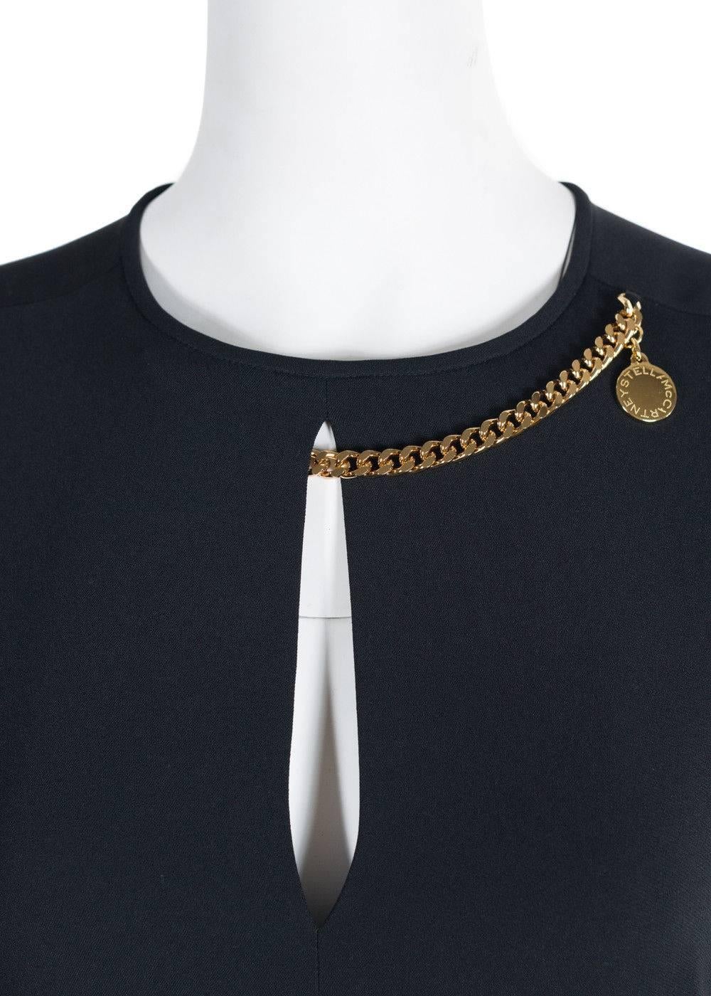 Women's Stella McCartney Womens Black Slim Cut Jumpsuit with Gold Chain