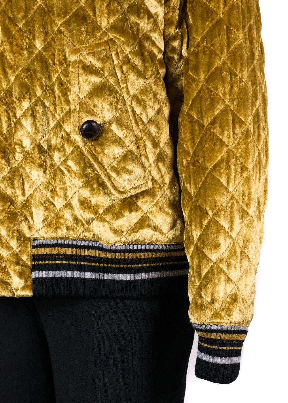 Brown Maison Margiela Womens Velvet Gold Quilted Bomber Jacket