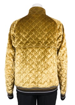Maison Margiela Womens Velvet Gold Quilted Bomber Jacket