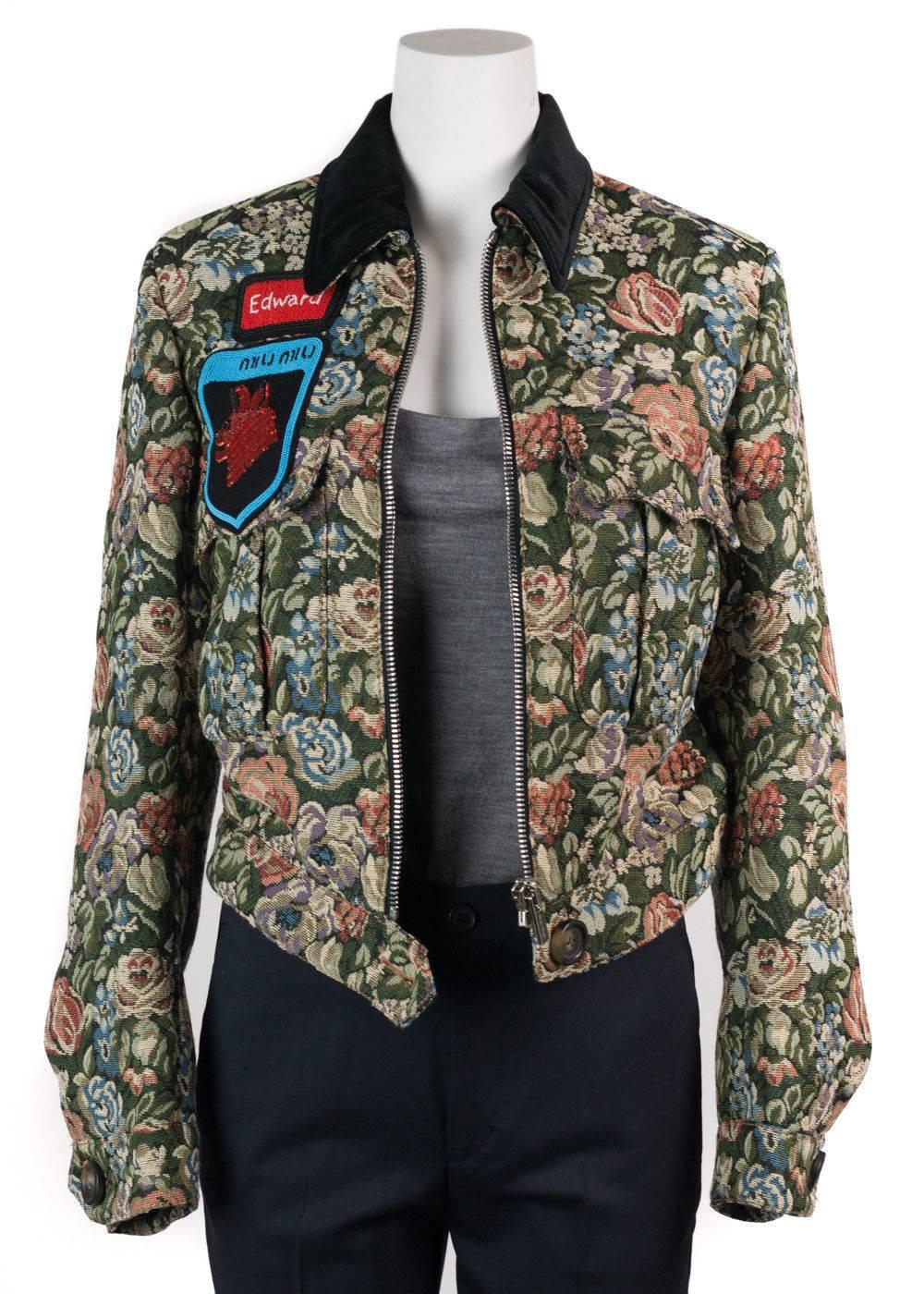miu miu floral embroidered jacket