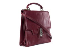 Roberto Cavalli Red Leather Silver Push Lock Messenger Bag
