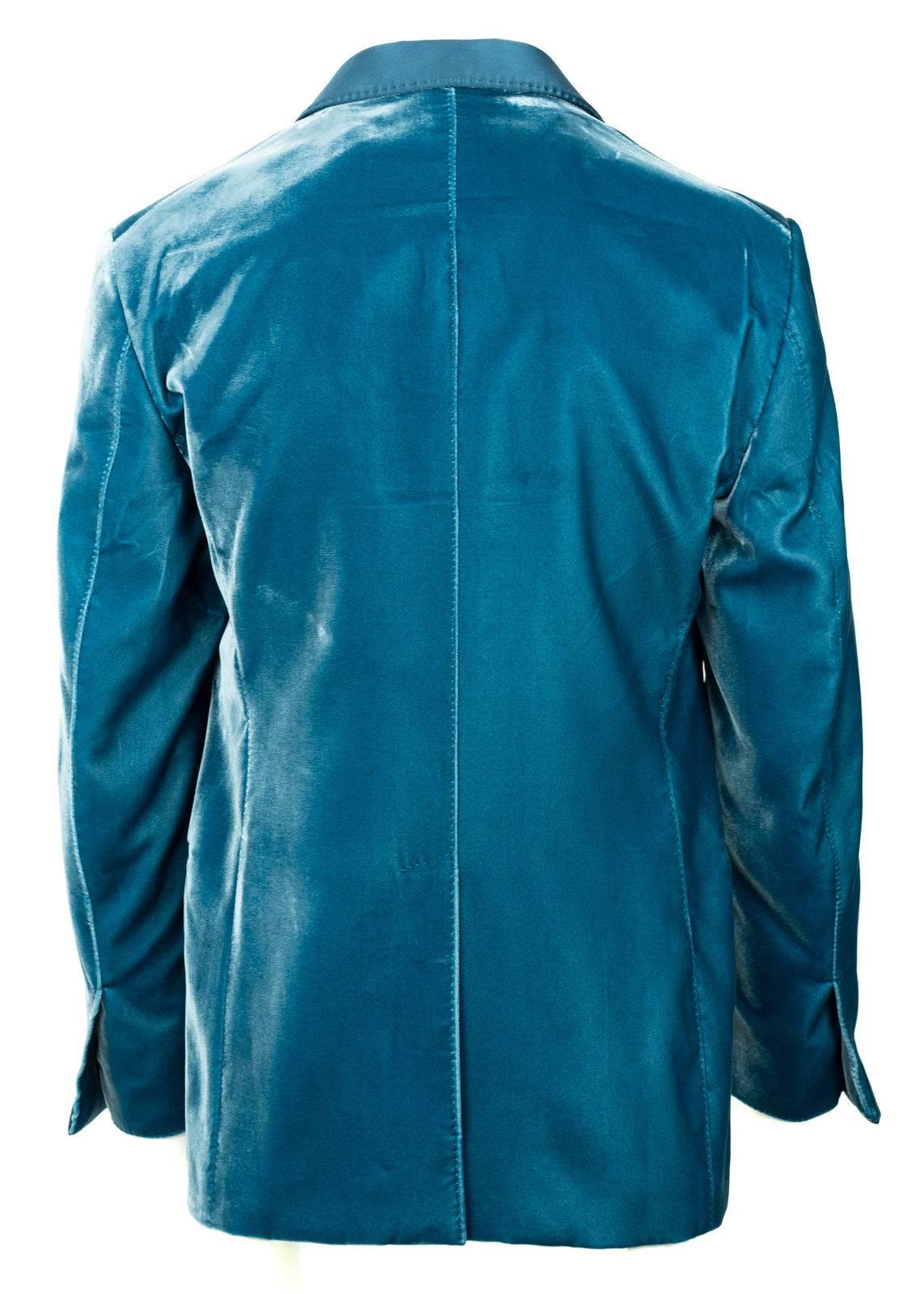 Men's Tom Ford Aqua Blue Velvet Shawl Lapel Shelton Cocktail Jacket Sz52R/42R RTL$3980 For Sale