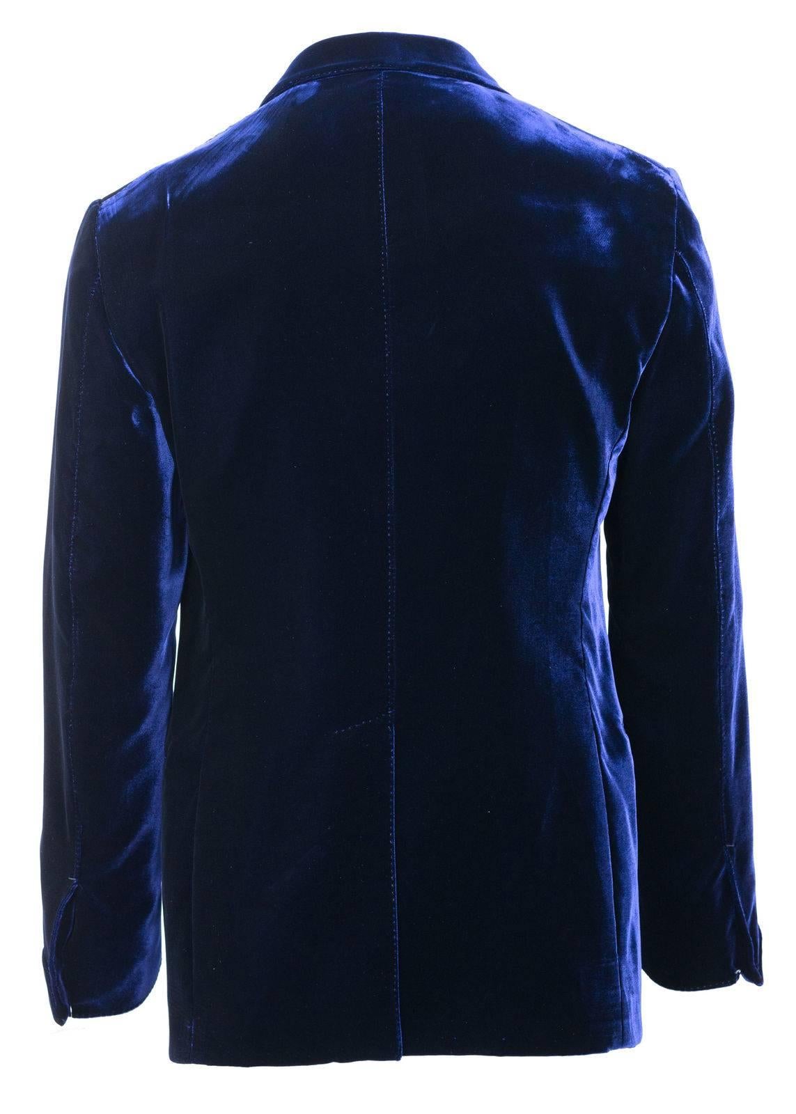 Black Tom Ford Dark Blue Velvet Conceal Hem Shelton Cocktail Jacket Sz 48/38R RTL$3980