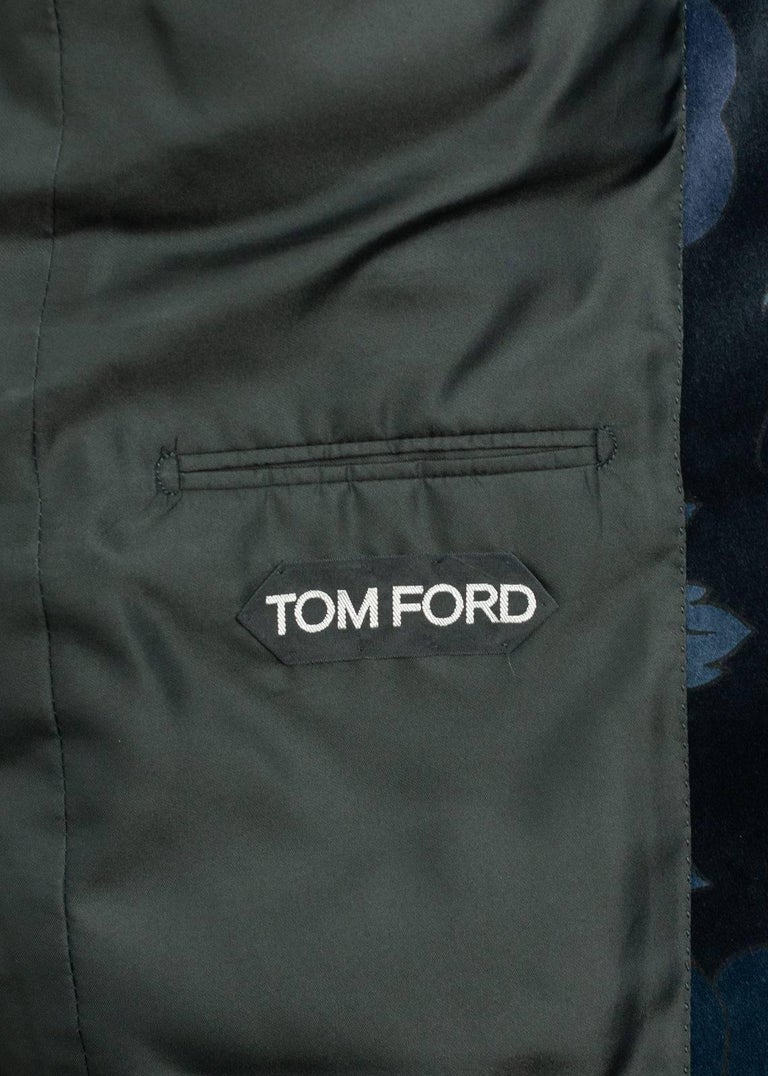 Tom Ford Mens Dark Blue Floral Velvet Shelton Jacket Sz 52R/42R RTL ...