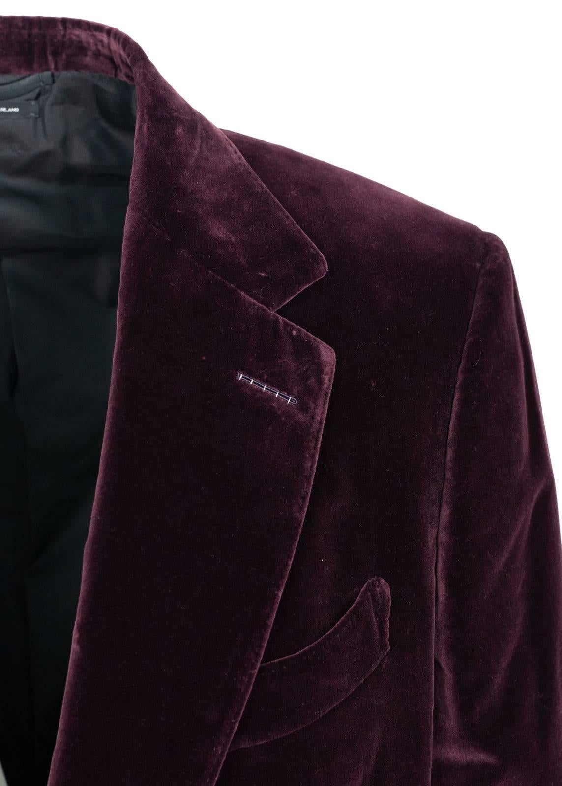 Black Tom Ford Burgundy Velvet Welted Pockets Shelton Sport Jacket Sz56R/46R RTL$3440 For Sale