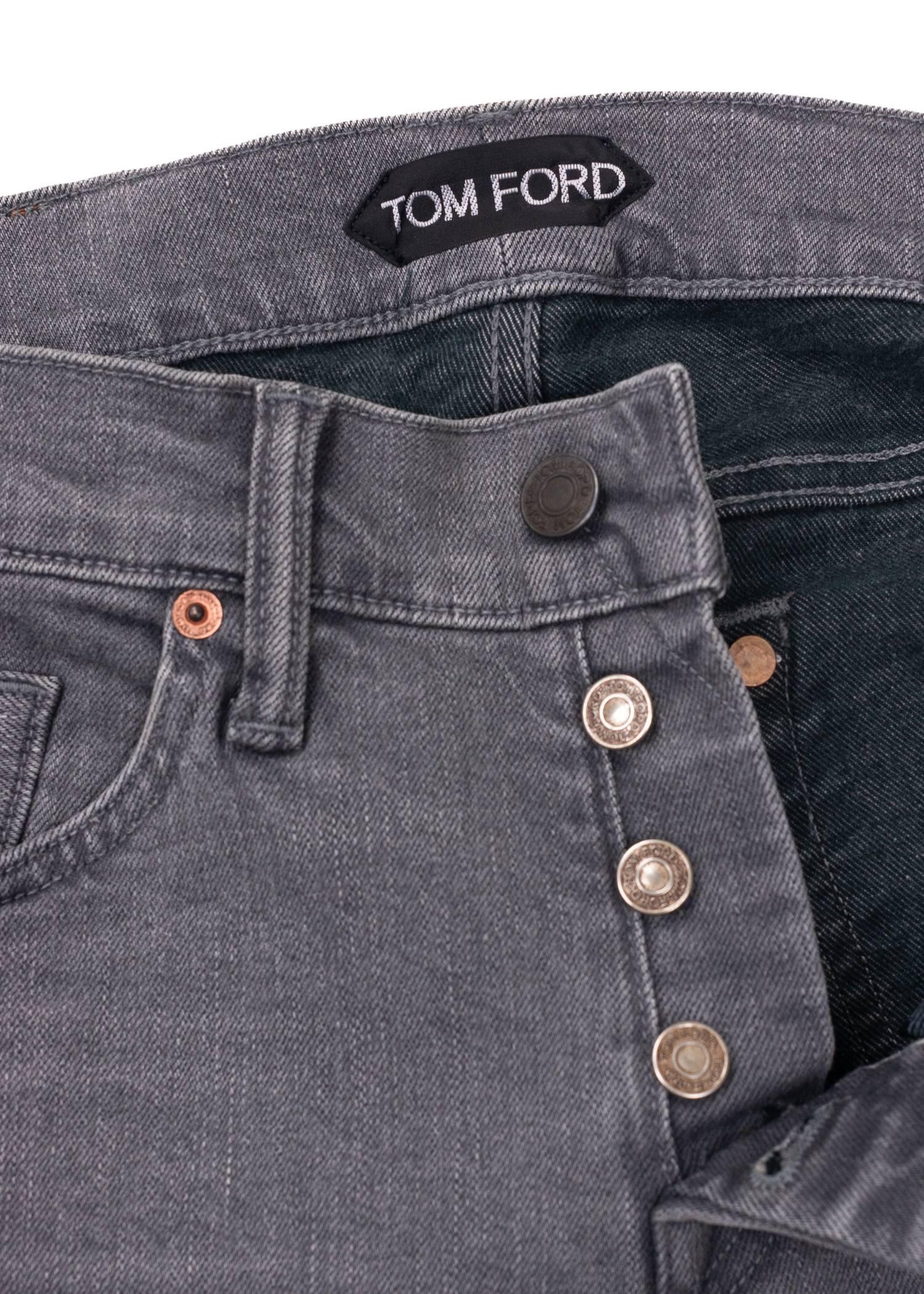 Gray Tom Ford Selvedge Denim Jeans Medium Grey Wash Size 33 Slim Fit Model  
