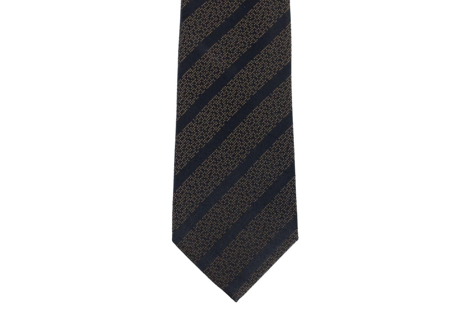 NEW Tom Ford Mens Brown Black Striped Geometric Pattern Silk Blend RTL$265 Tie For Sale 2