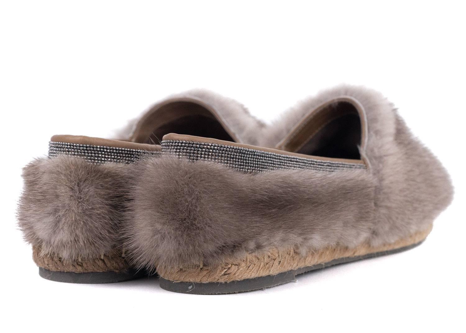 Brand New with Original Box and Dust Bag

Retails in Stores and Online $1896

Size European 38 US8 Fits True To Size

These Brunello Cucinelli Fur Slip Ons Shoes For a Day out. Pair these Comfortable slip Ons with your favroite Outfit  and you have