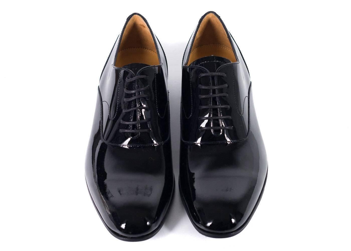 Men's Valentino Mens Black Almond Toe Patent Leather Lace Up Oxfords For Sale