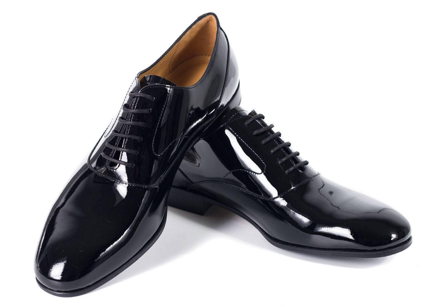 Valentino Mens Black Almond Toe Patent Leather Lace Up Oxfords  For Sale 1
