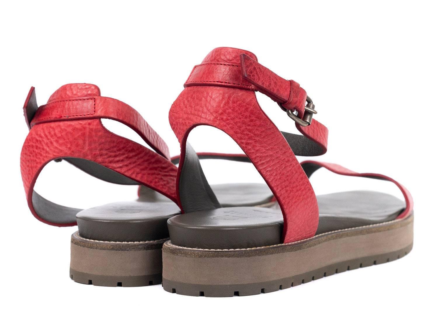 Brand New with original box and dust bag

Retails in Stores and Online for $1295

Size European 40 US 10

Take the time out to enjoy your day in your Brunello Cucinelli Sandals. The platform beauties feature a durable lug sole, grained red leather