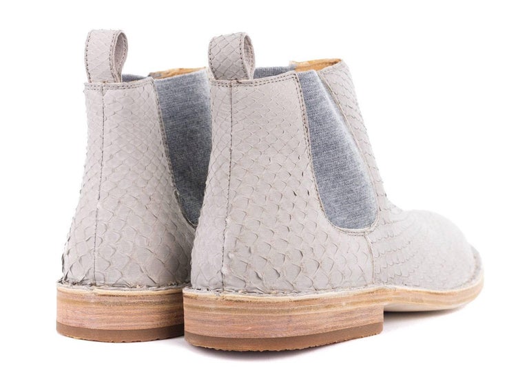 Brunello Cucinelli Womens Grey Suede Python Scale Chelsea Boots For ...