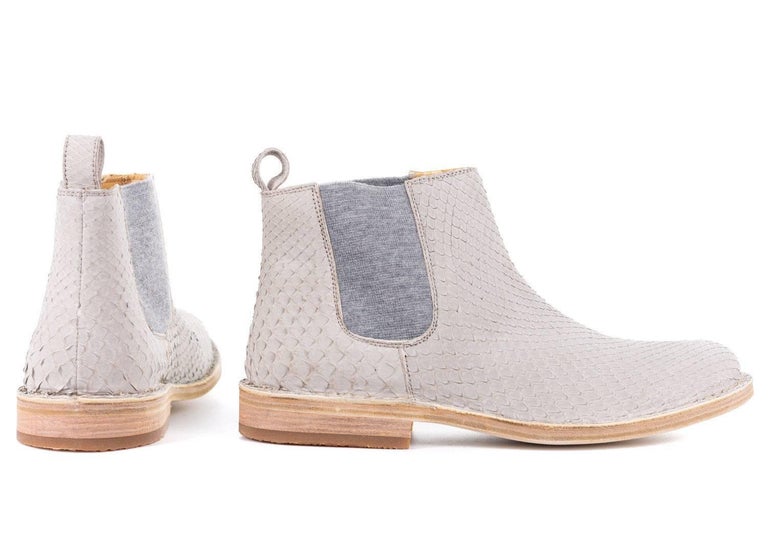 Brunello Cucinelli Womens Grey Suede Python Scale Chelsea Boots For ...
