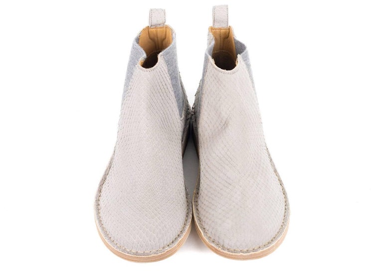 Brunello Cucinelli Womens Grey Suede Python Scale Chelsea Boots For ...