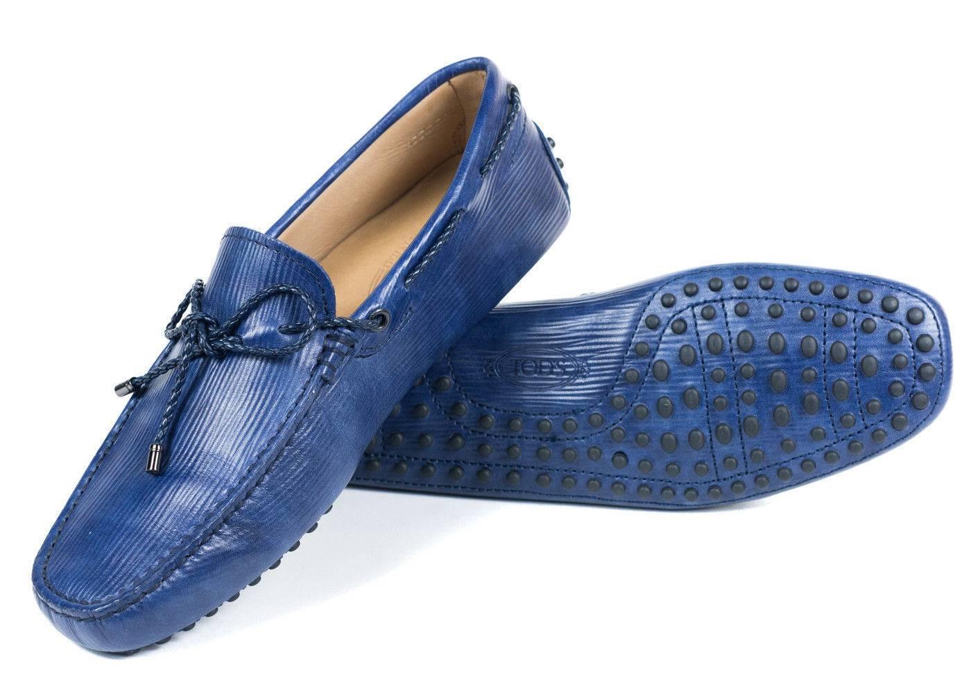Tod's Men's Blue Laccetto MYCOLORS Gommini Driving Moccasins  For Sale 1