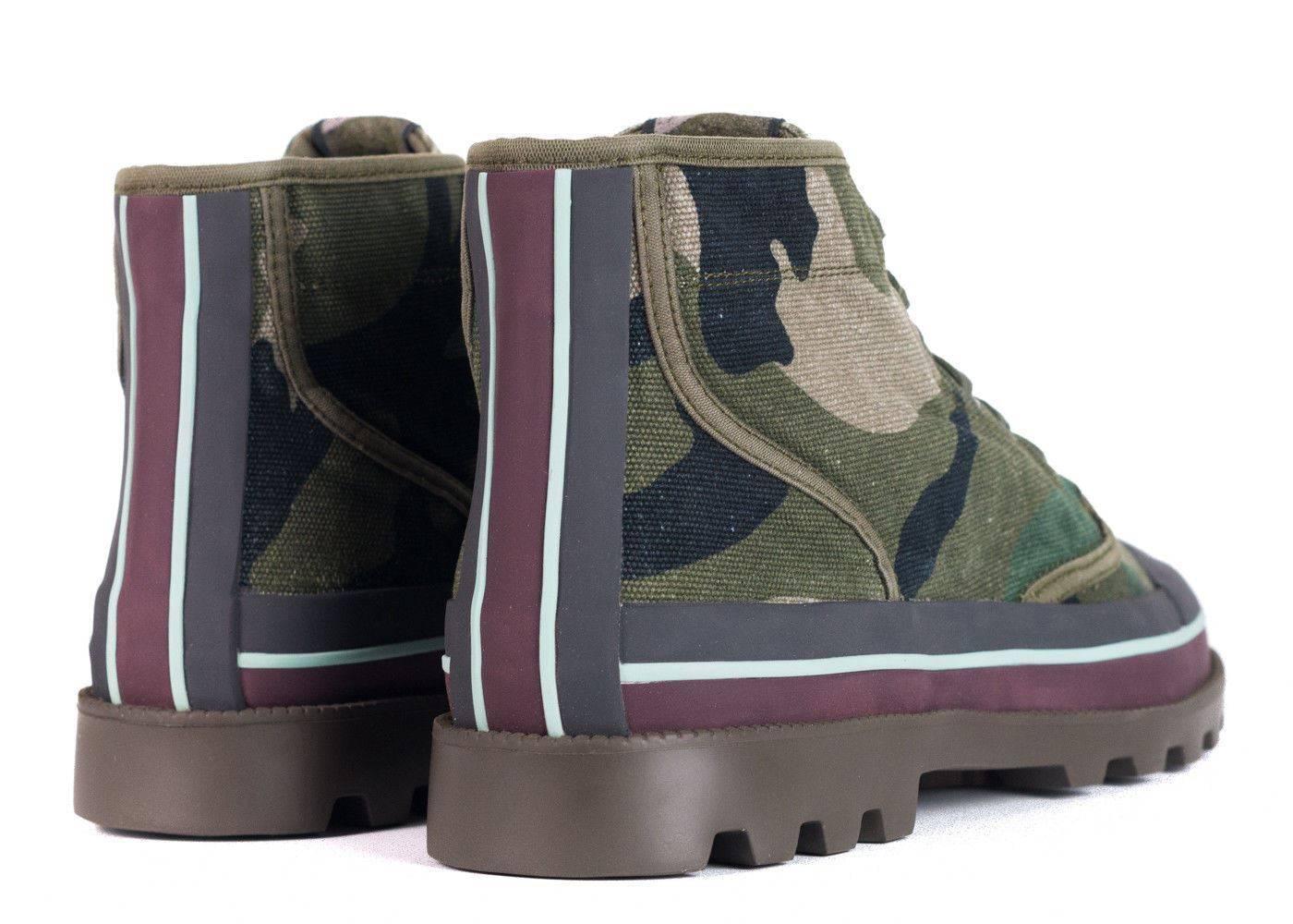 Gray Valentino Men Green Grey Camouflage Canvas Desert Boots For Sale