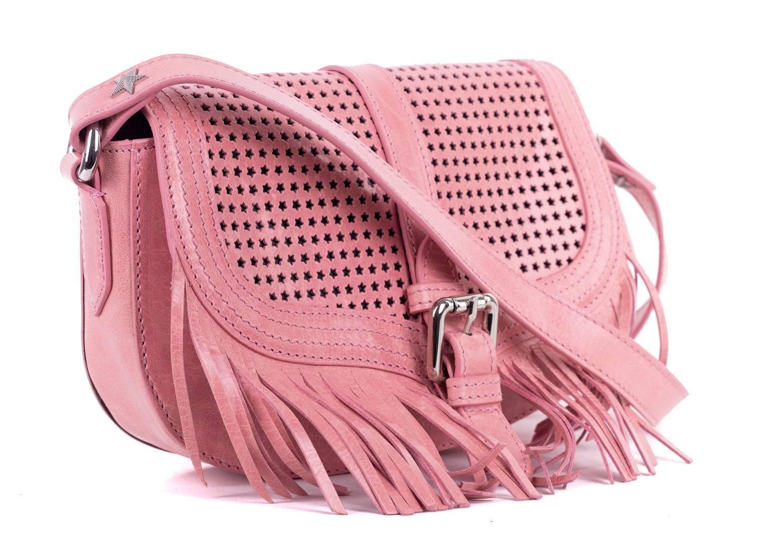 Women's or Men's Roberto Cavalli Pink Leather Star Fringe Shoulder Bag For Sale