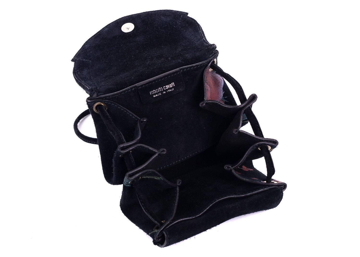 Women's or Men's Roberto Cavalli Black Calf Hair Studded Leather Tassel Clutch For Sale