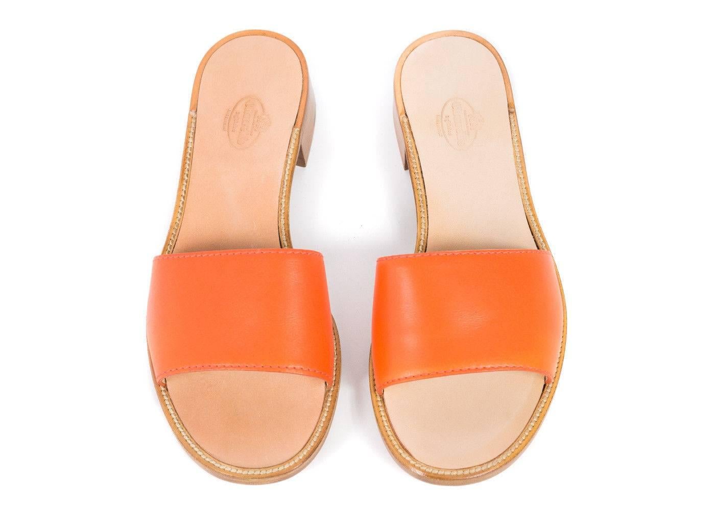 Orange Church's Laura Tangerine Leather Mules Sandals For Sale