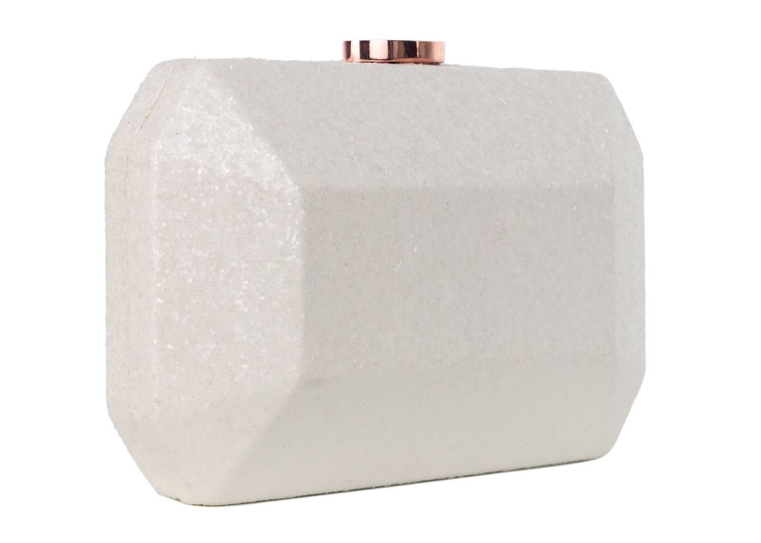 Men's Just Cavalli Solid White Ivory Glitter Diamond Clutch Bag For Sale