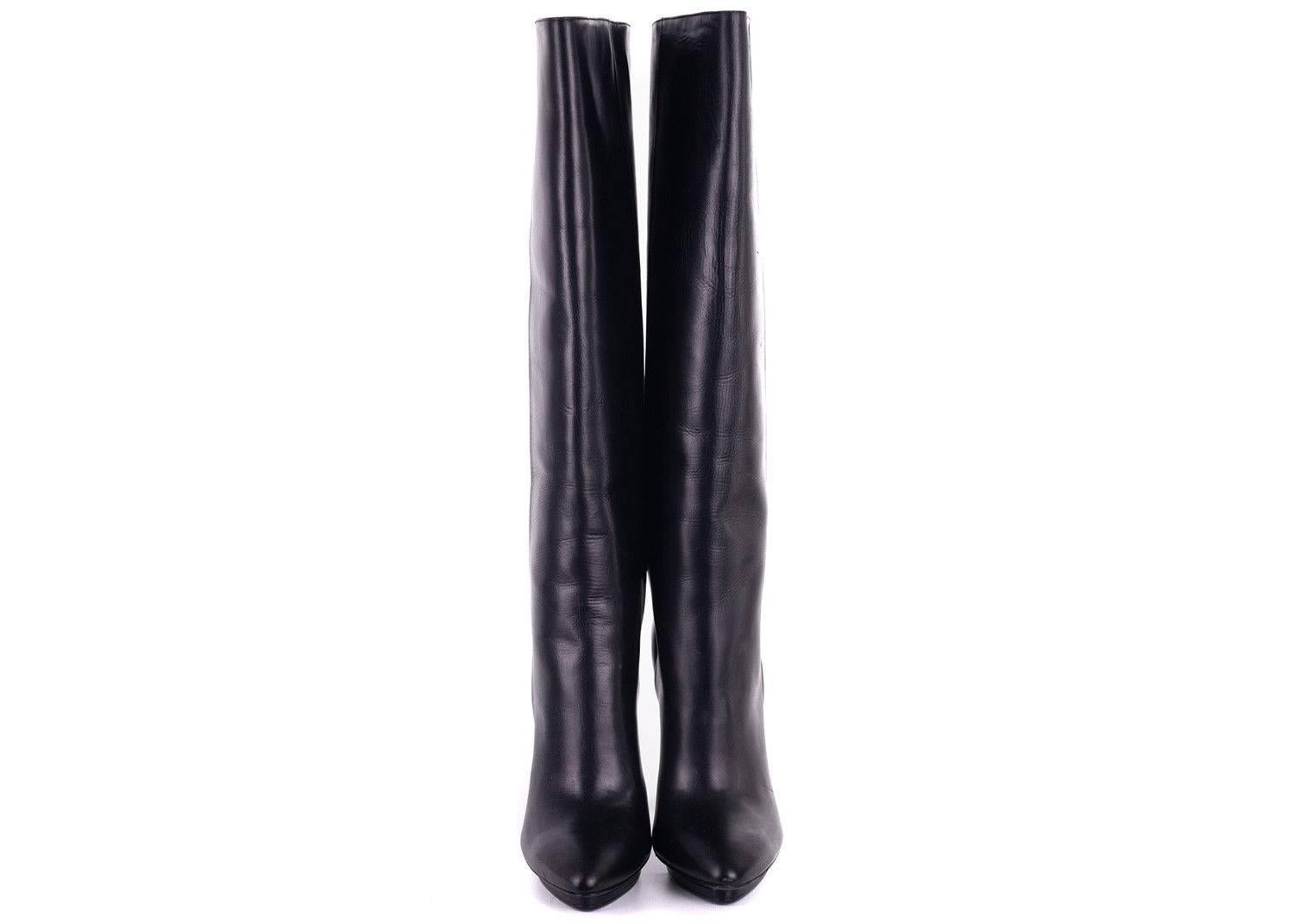 Roberto Cavalli Womens Black Women's Leather Knee High Boots For Sale 1