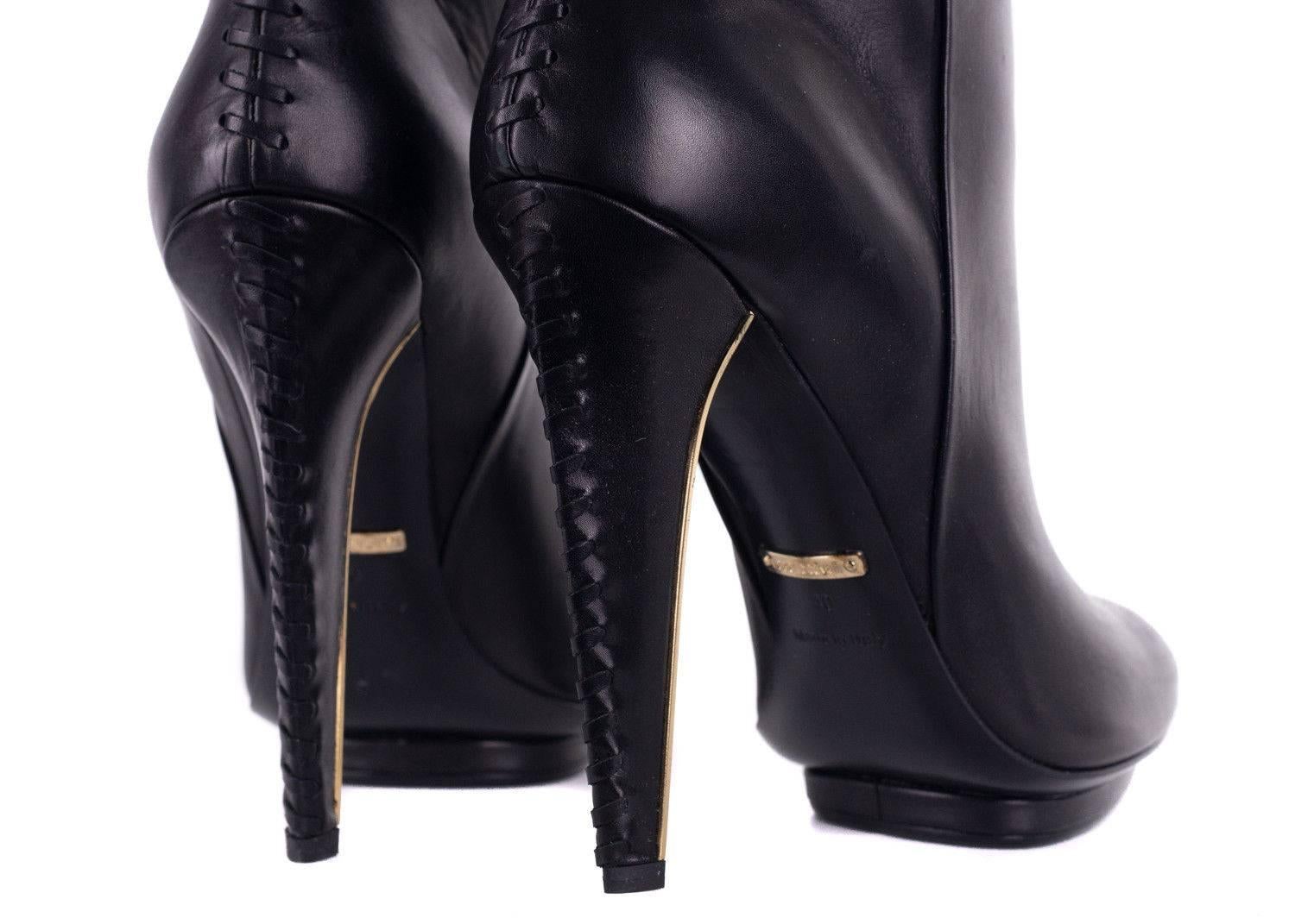 Men's oberto Cavalli Womens Black Women's Leather Knee High Boots For Sale