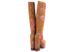 Roberto Cavalli Women's Studded Suede Floral Platform Clog Boots
