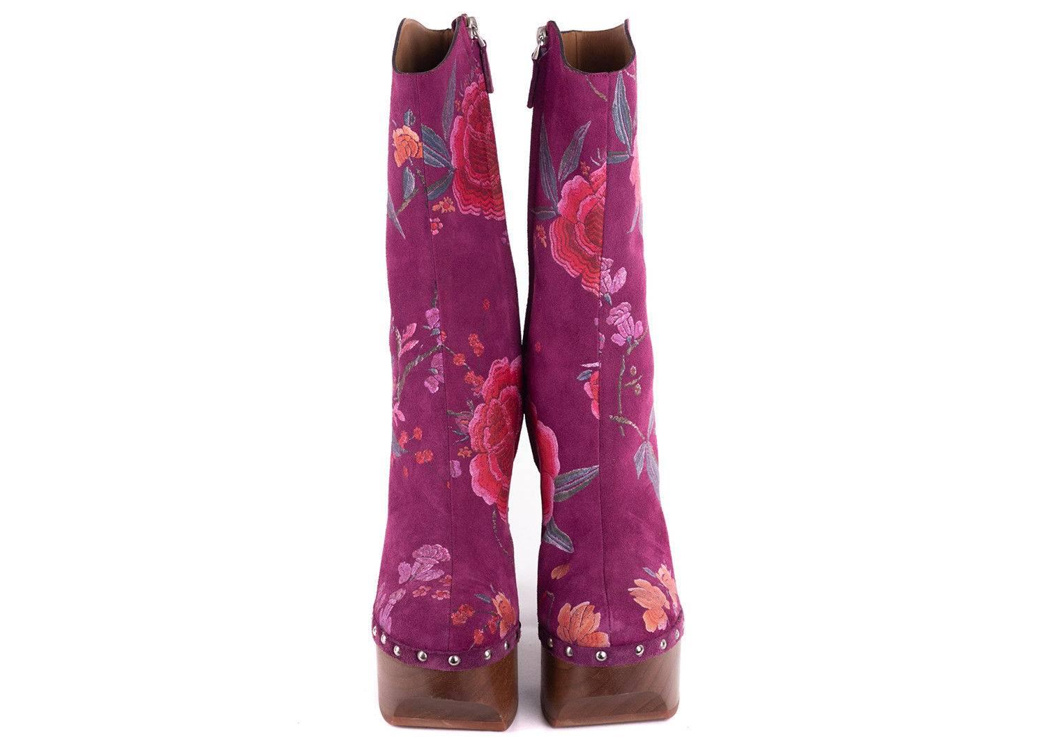 Men's Roberto Cavalli Women's Lavender Purple Floral Clogs Ankle Boots For Sale