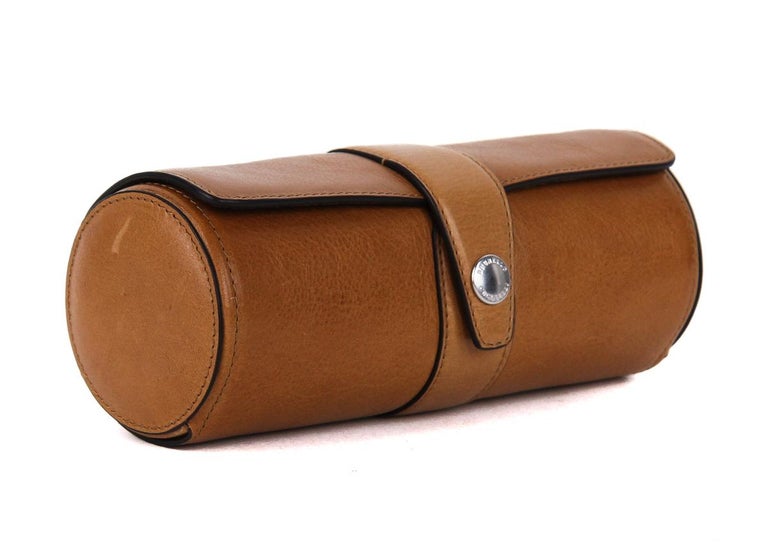 Brunello Cucinelli Men's Brown Leather Button Snap Watch Roll at ...