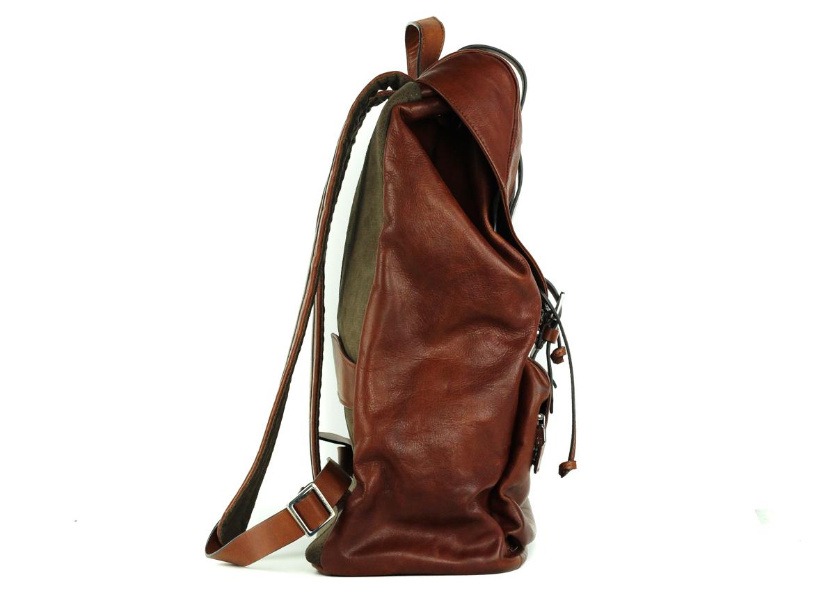 Brown Brunello Cucinelli Solid Burnt Red Leather Full Rucksack Backpack For Sale