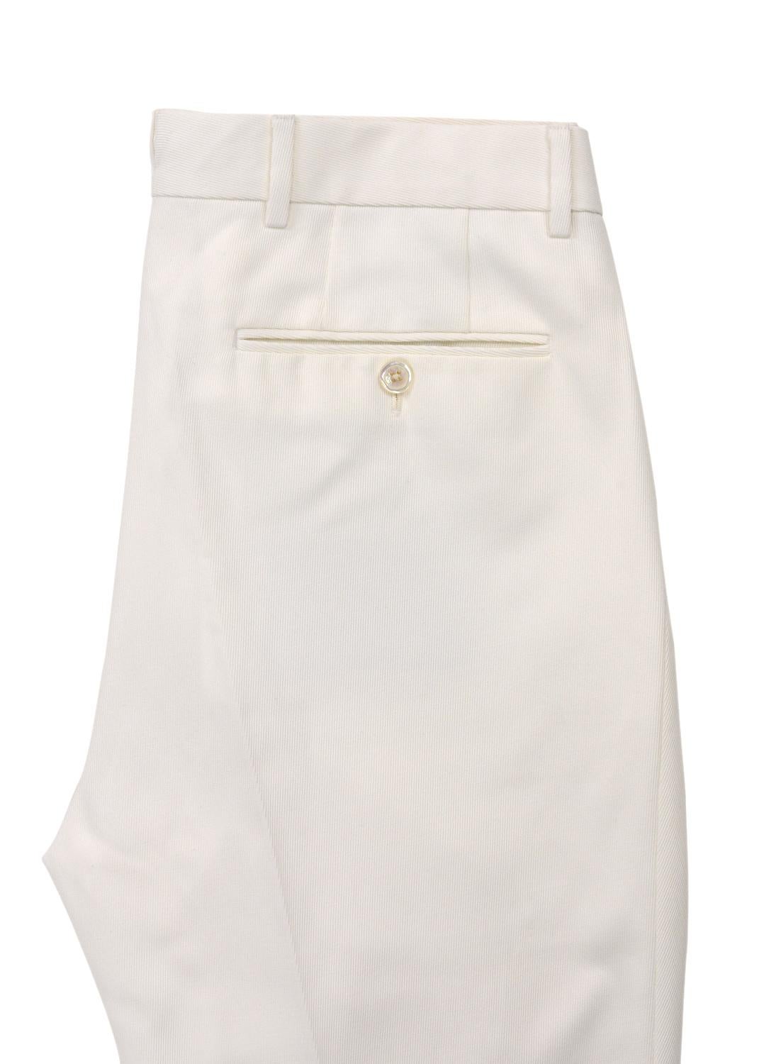 Gray Tom Ford Men Ivory Cotton Blend Twill Slim Trouser For Sale