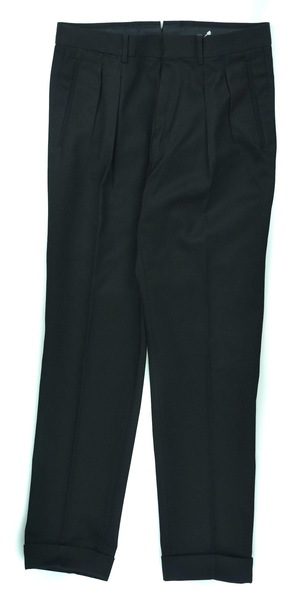 Tom Ford Men's Black Pleated Front Twill Trousers For Sale 1