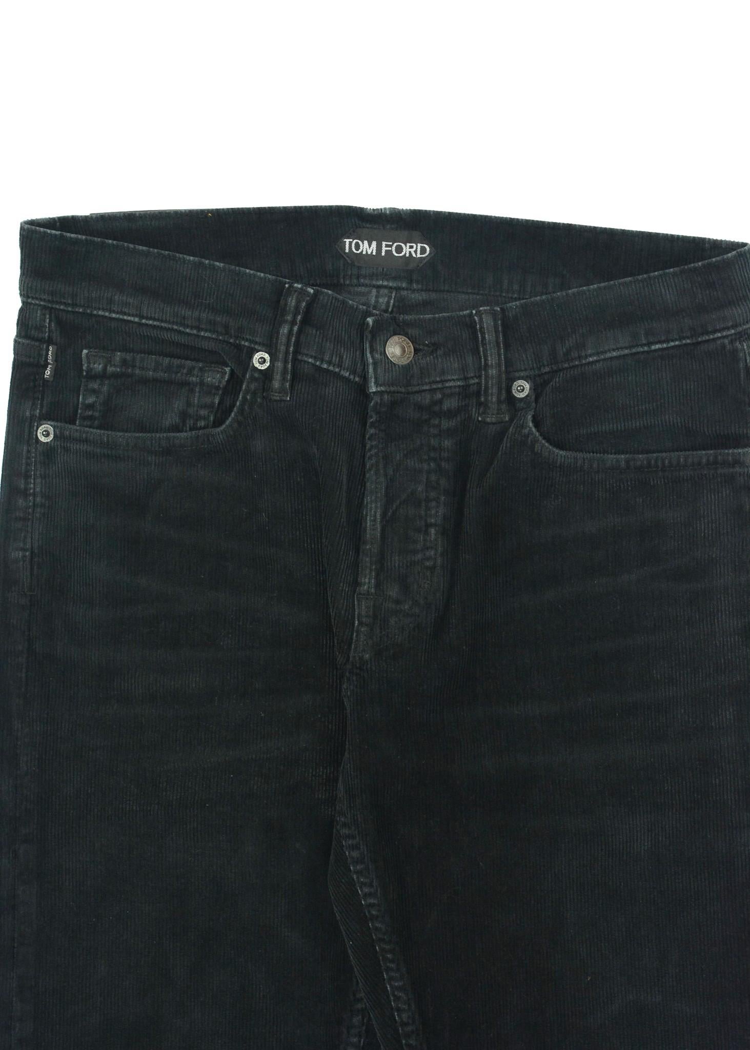 Black Tom Ford Men's Dark Grey Corduroy Straight Jeans For Sale