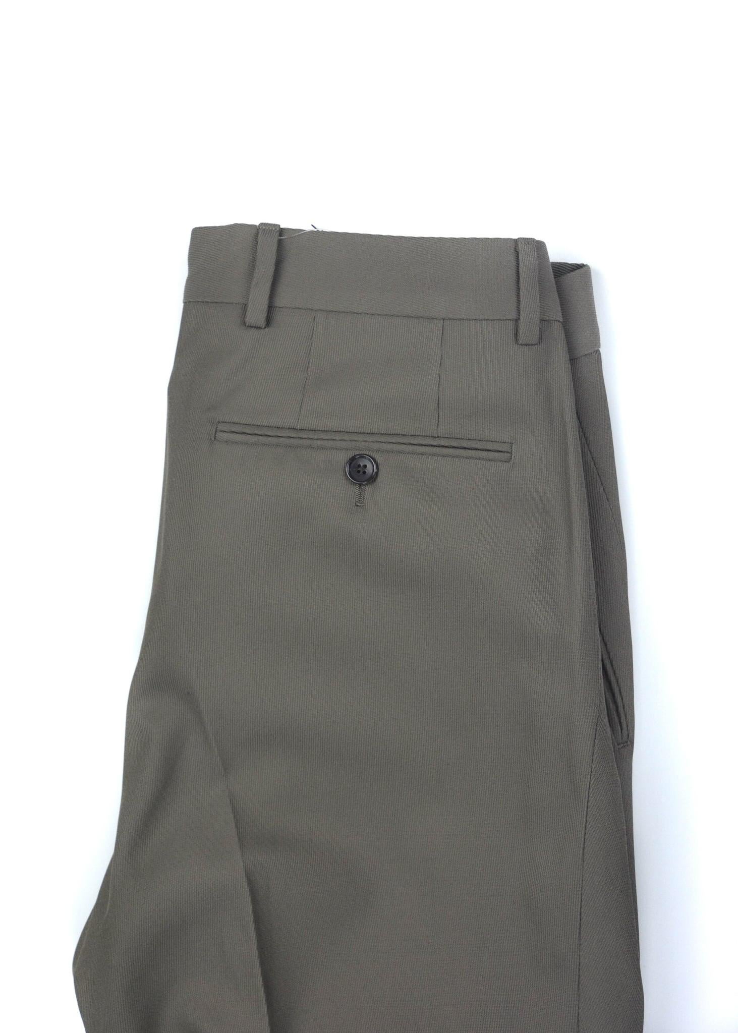 Tom Ford Men's Green Pleated Front Twill Trousers In New Condition For Sale In Brooklyn, NY