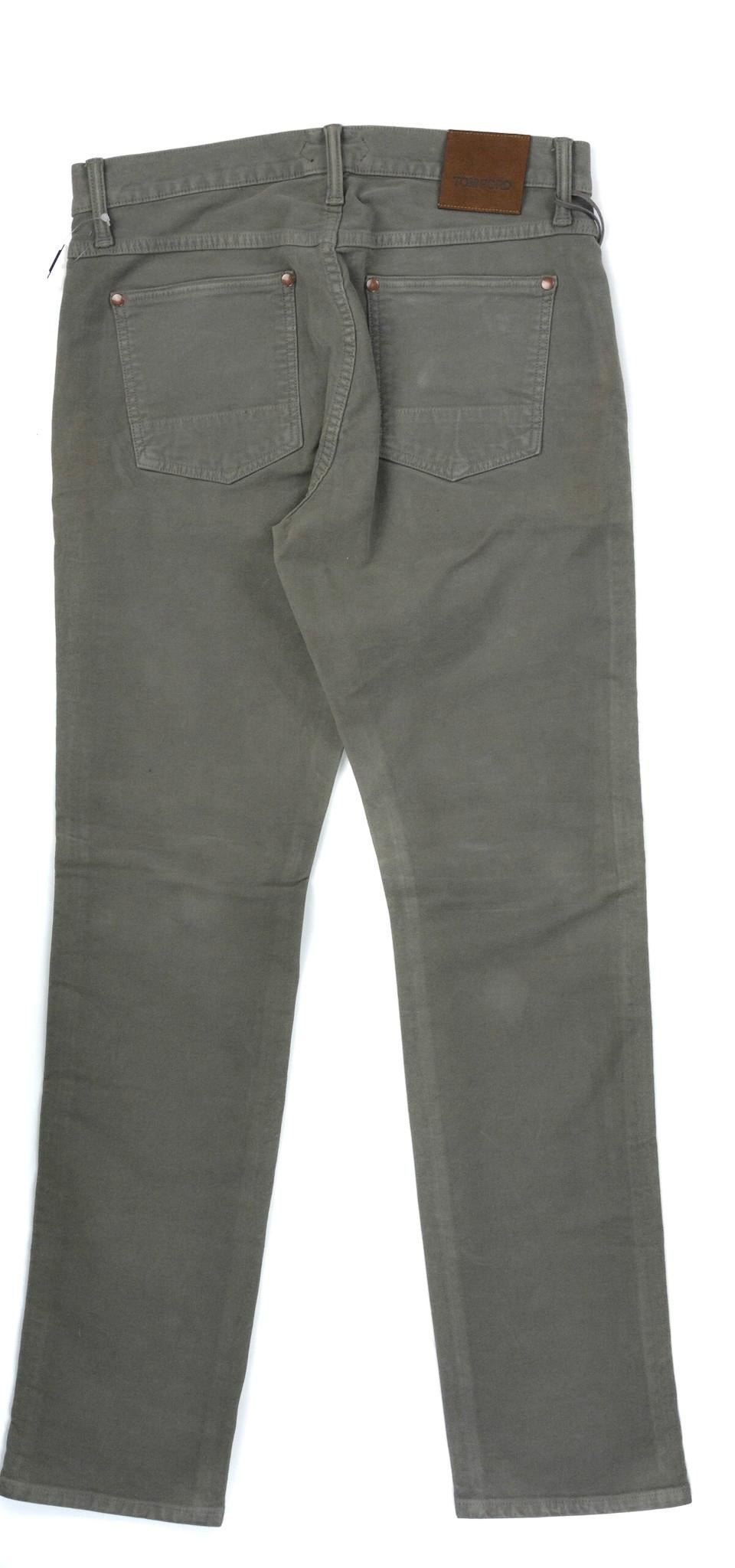 Gray Tom Ford Men's Light Olive Green Tapered Jeans For Sale