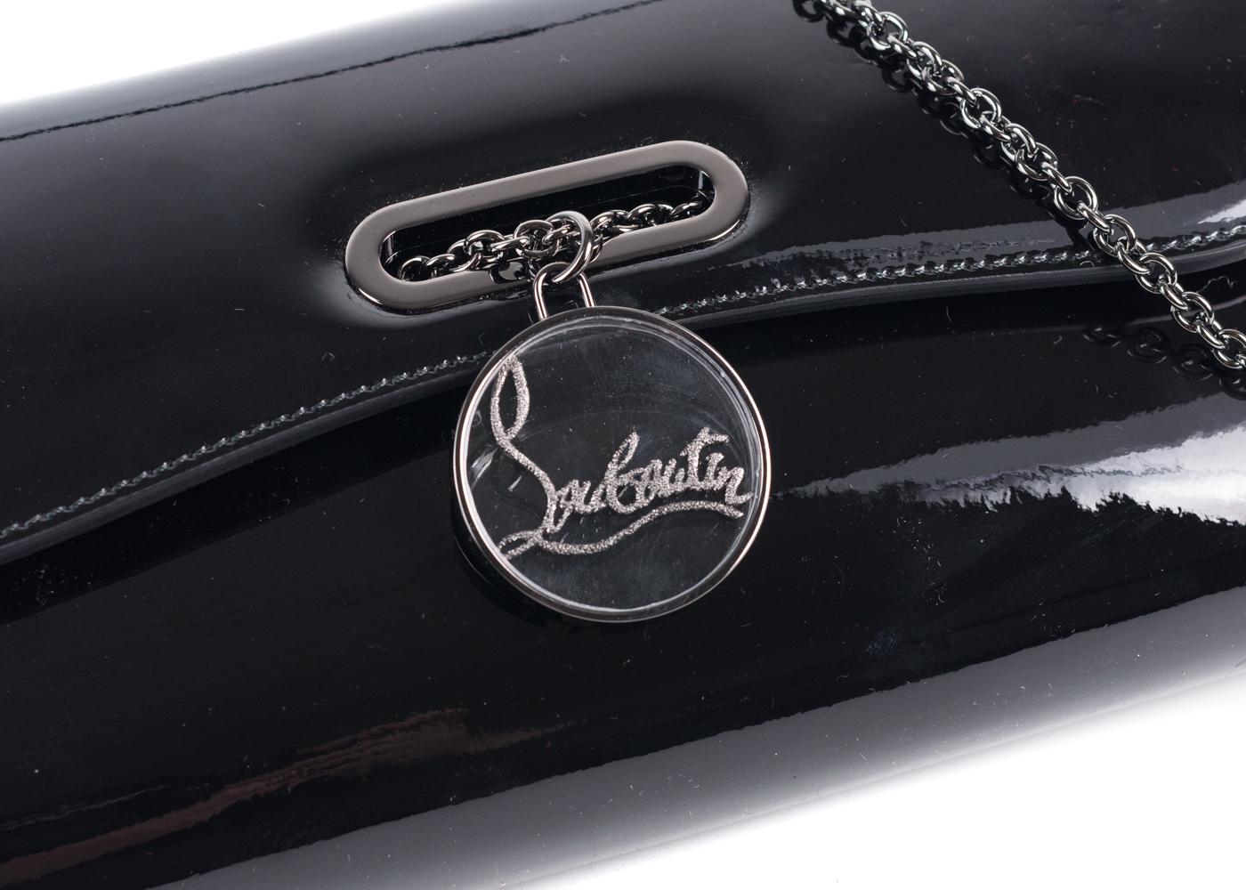 Christian Louboutin Women's Black Patent Rivera Clutch For Sale 1
