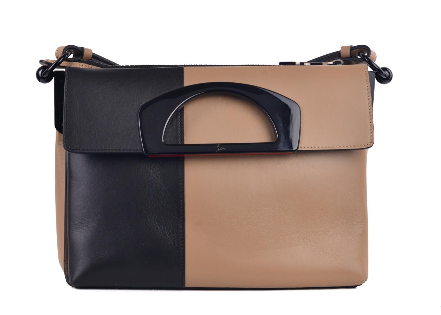 Women's Christian Louboutin Black Tan Passage Ombre Messenger Bag For Sale