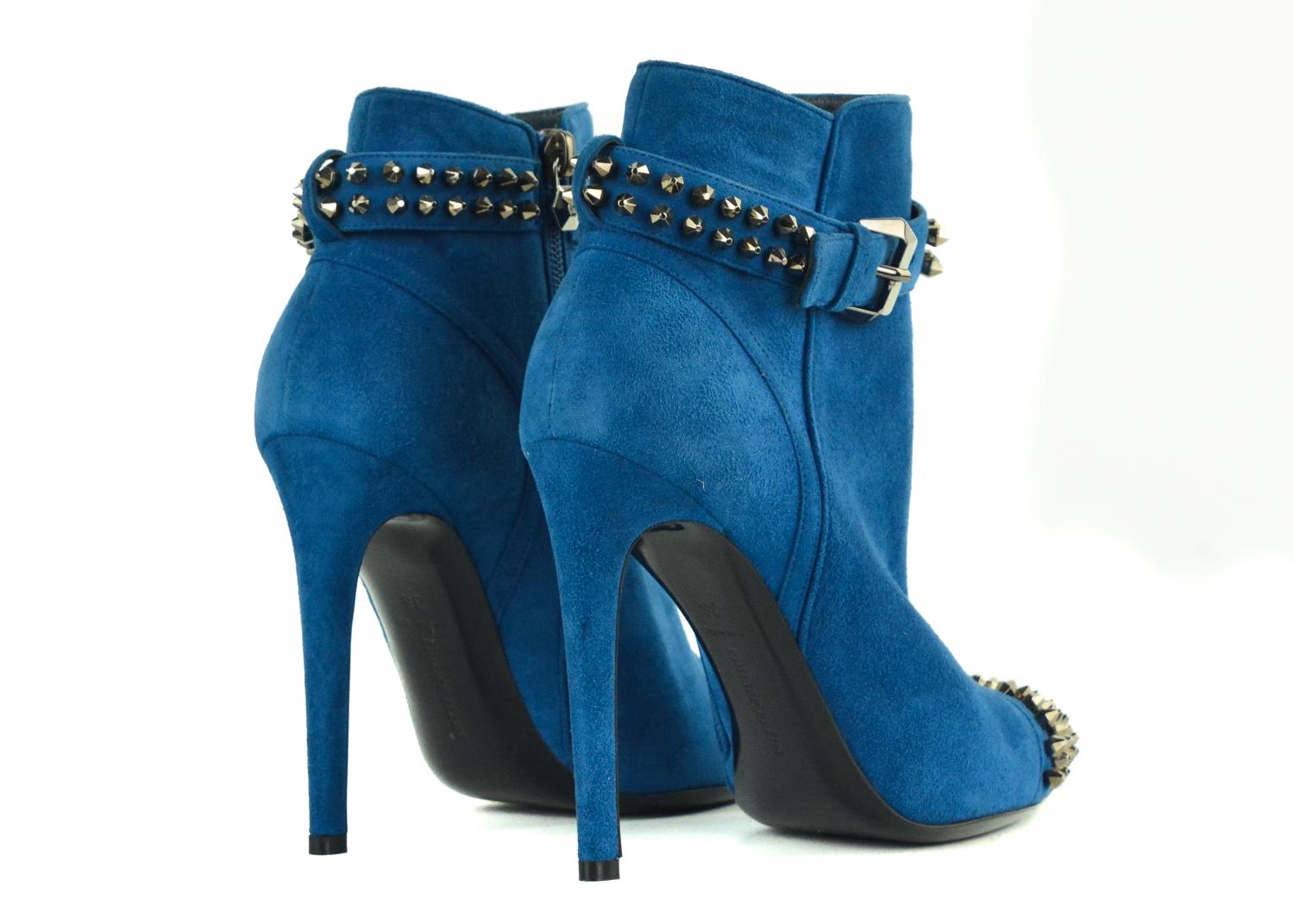 Women's Philipp Plein Womens Blue Suede On My Boo Booties For Sale