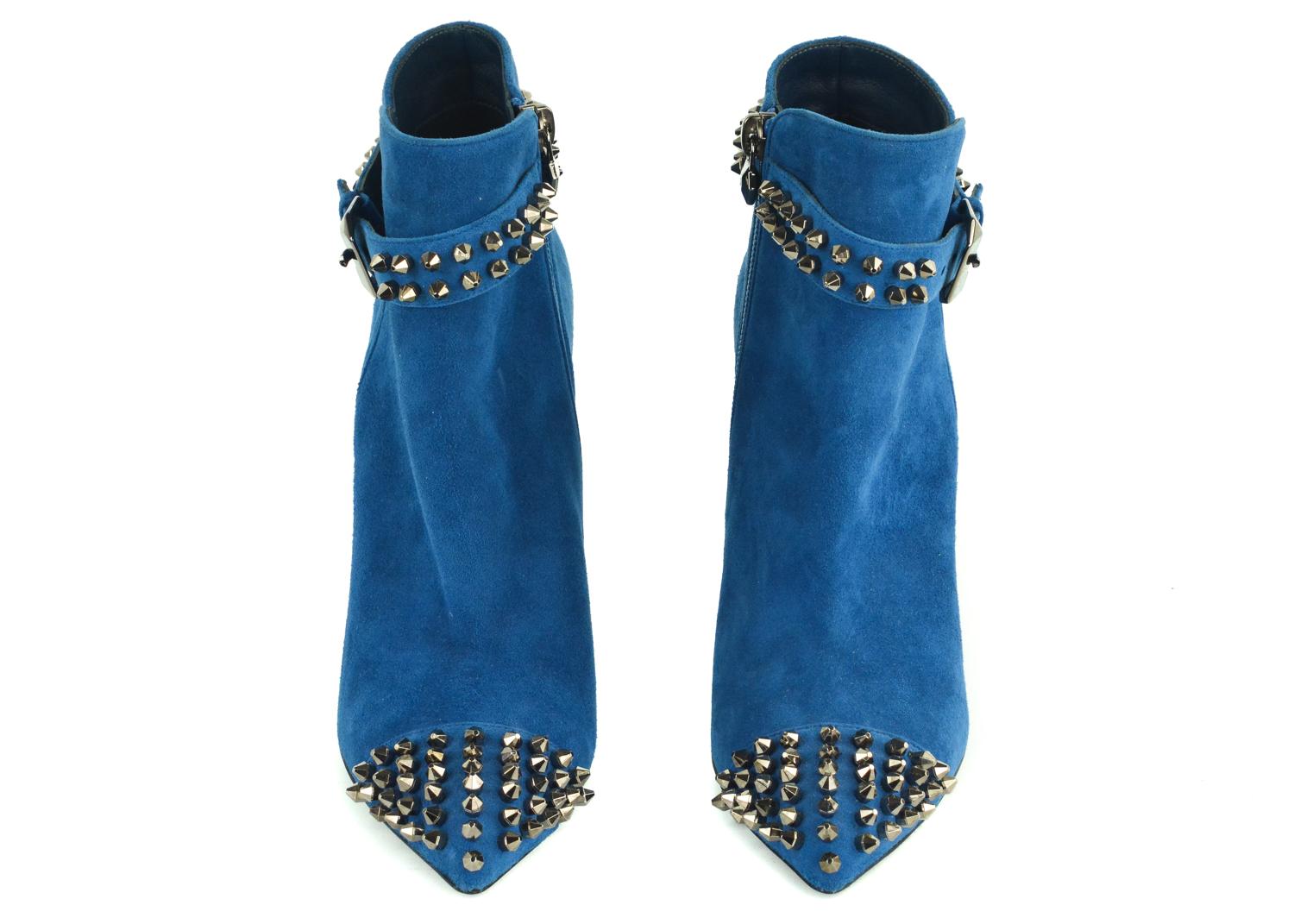 Philipp Plein Womens Blue Suede On My Boo Booties For Sale 1